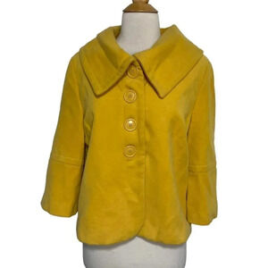 23rd‎ St Cropped Swing Jacket Yellow Gold Three Quarter Sleeves Wide Collar Chic